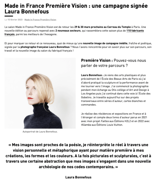 laura - Première vision - Laura Bonnefous  - Overview  - Anne-Marie Gardinier Photographic Agency - Paris